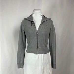 Aeropostale Gray Cropped Fitted Zip Up Hoodie Butterfly Lightweight Juniors S
